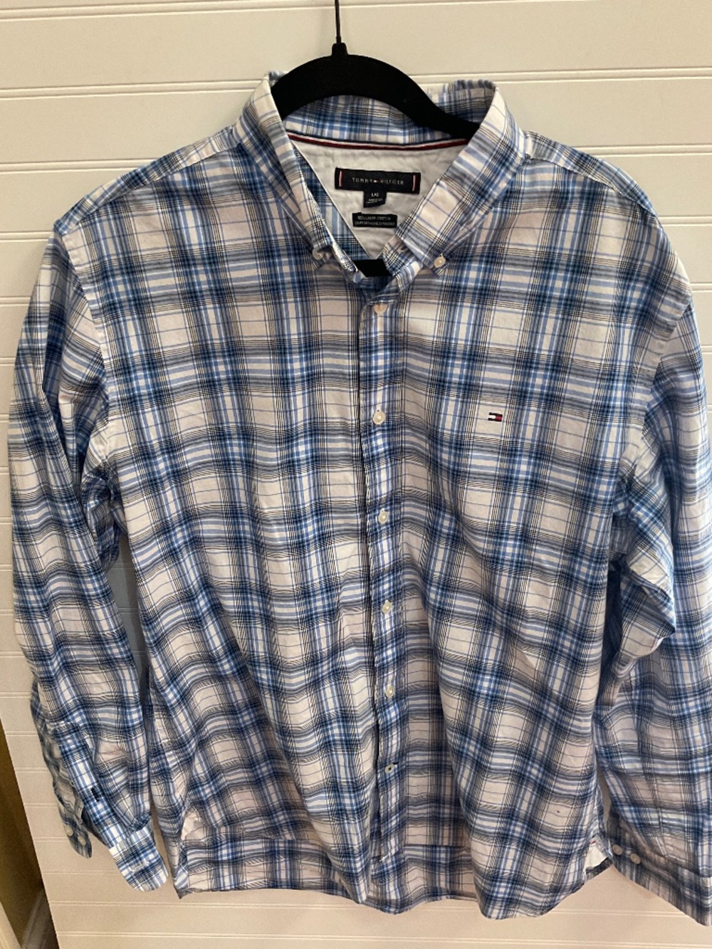 Tommy Hilfiger Men’s Plaid Regular Fit Stretch Button Down Size: L Pre Owned